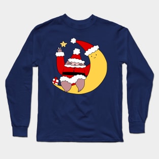 Santa Claus Sloth and Moon Long Sleeve T-Shirt